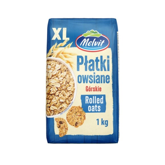 Melvit PŁATKI OWSIANE GÓRSKIE XXL 1000g 1KG źródło błonnika