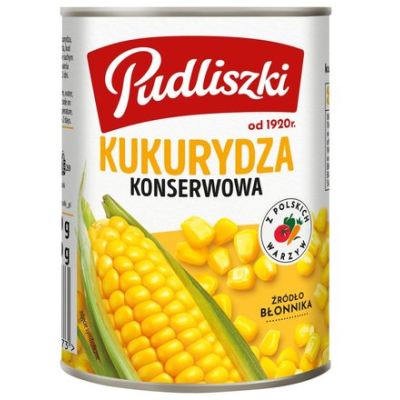 Pudliszki KUKURYDZA KONSERWOWA słodka i chrupiąca puszka
