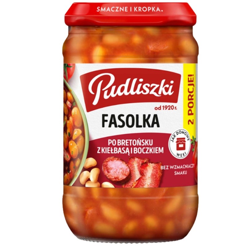 Pudliszki FASOLKA PO BRETOŃSKU gotowe danie mięsne SŁOIK