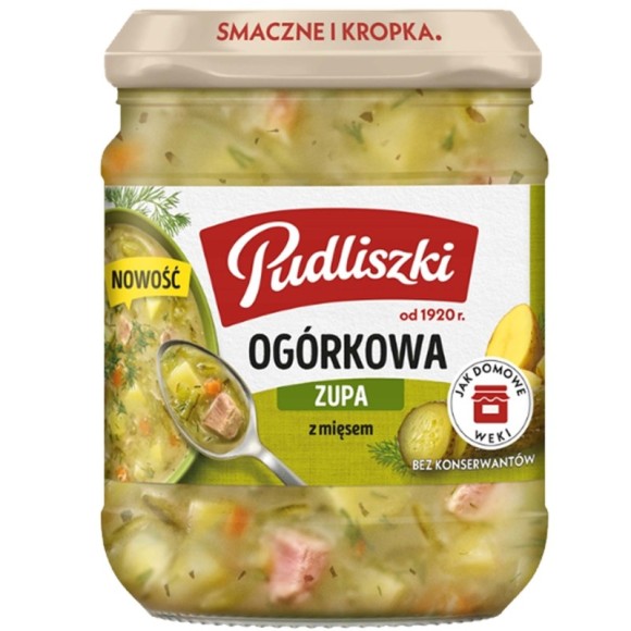 Pudliszki zupa OGÓRKOWA Z MIĘSEM gotowe danie mięsne SŁOIK