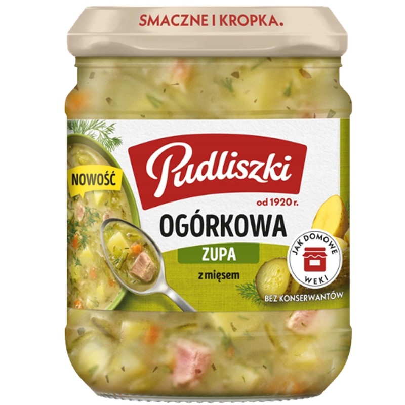 Pudliszki zupa OGÓRKOWA Z MIĘSEM gotowe danie mięsne SŁOIK