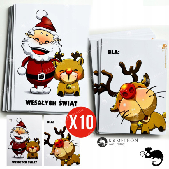 Świąteczny BILECIK DO PREZENTU Karnet Kartka Święta WESOŁY MIKOŁAJ RENIFER Świąteczny BILECIK DO PREZENTU Karnet Kartka Święta WESOŁY MIKOŁAJ RENIFER
