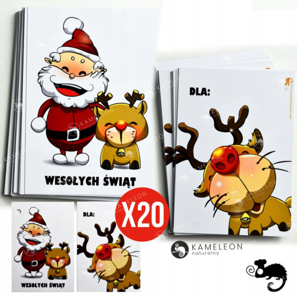 Świąteczny BILECIK DO PREZENTU Karnet Kartka Święta WESOŁY MIKOŁAJ RENIFER Świąteczny BILECIK DO PREZENTU Karnet Kartka Święta WESOŁY MIKOŁAJ RENIFER