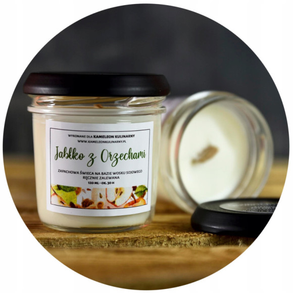 ŚWIECA SOJOWA 120ml 30h JABŁKO Z ORZECHAMI cudowna ŚWIECA SOJOWA 120ml 30h JABŁKO Z ORZECHAMI cudowna