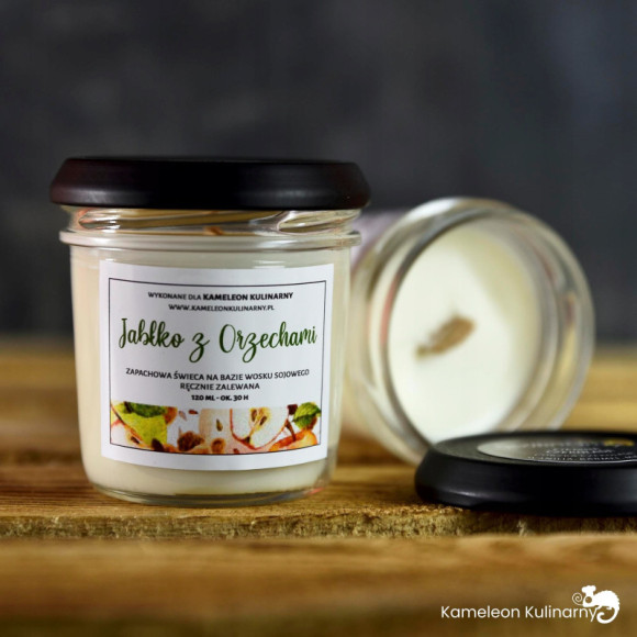 ŚWIECA SOJOWA 120ml 30h JABŁKO Z ORZECHAMI cudowna ŚWIECA SOJOWA 120ml 30h JABŁKO Z ORZECHAMI cudowna