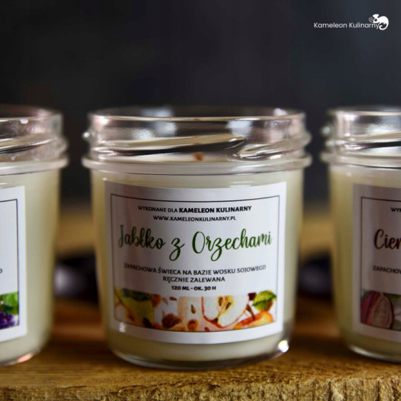 ŚWIECA SOJOWA 120ml 30h JABŁKO Z ORZECHAMI cudowna ŚWIECA SOJOWA 120ml 30h JABŁKO Z ORZECHAMI cudowna