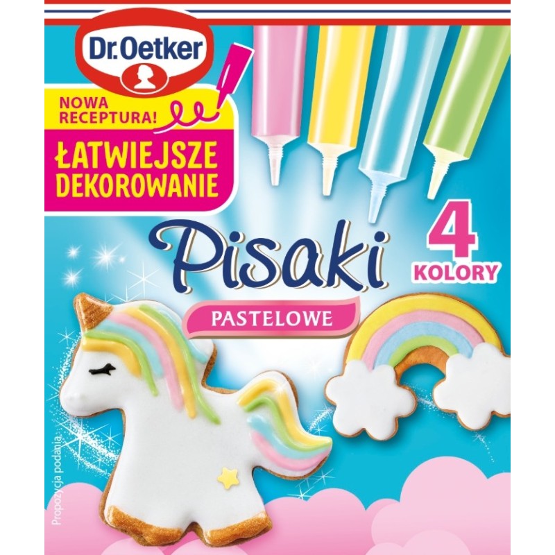 Dr.OETKER PISAKI CUKROWE PASTELOWE 4 kolory RÓŻ BŁĘKIT