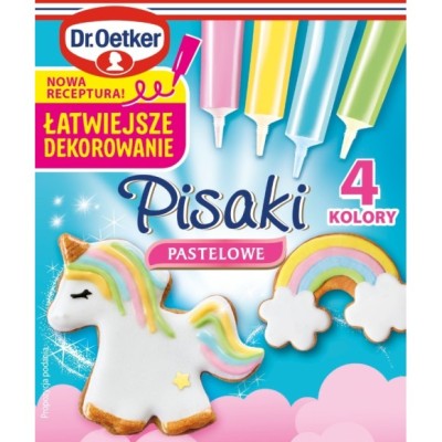 Dr.OETKER PISAKI CUKROWE PASTELOWE 4 kolory RÓŻ BŁĘKIT