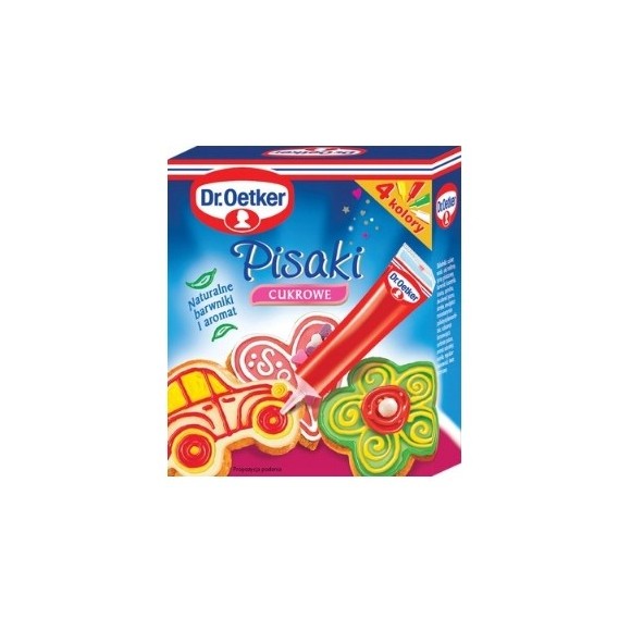 Dr.OETKER PISAKI CUKROWE 68g BIAŁY CZERWONY ZIELONY ŻÓŁTY