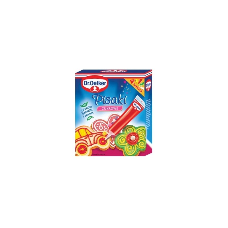 Dr.OETKER PISAKI CUKROWE 68g BIAŁY CZERWONY ZIELONY ŻÓŁTY