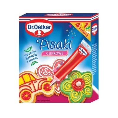 Dr.OETKER PISAKI CUKROWE 68g BIAŁY CZERWONY ZIELONY ŻÓŁTY