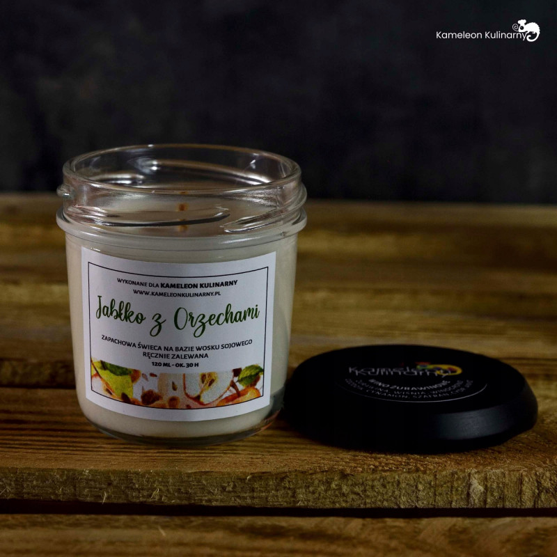 ŚWIECA SOJOWA 120ml 30h JABŁKO Z ORZECHAMI cudowna
