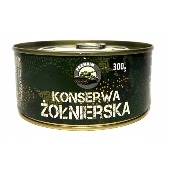 KONSERWA WOJSKOWA ŻOŁNIERSKA 300g 0,3KG MIĘSNA W PUSZCE