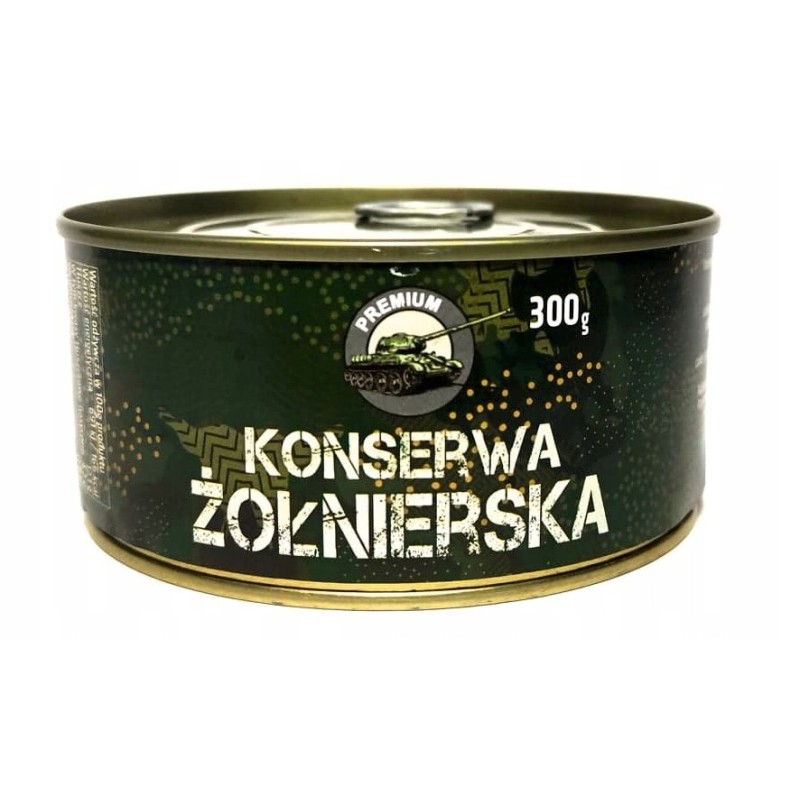 KONSERWA WOJSKOWA ŻOŁNIERSKA 300g 0,3KG MIĘSNA W PUSZCE