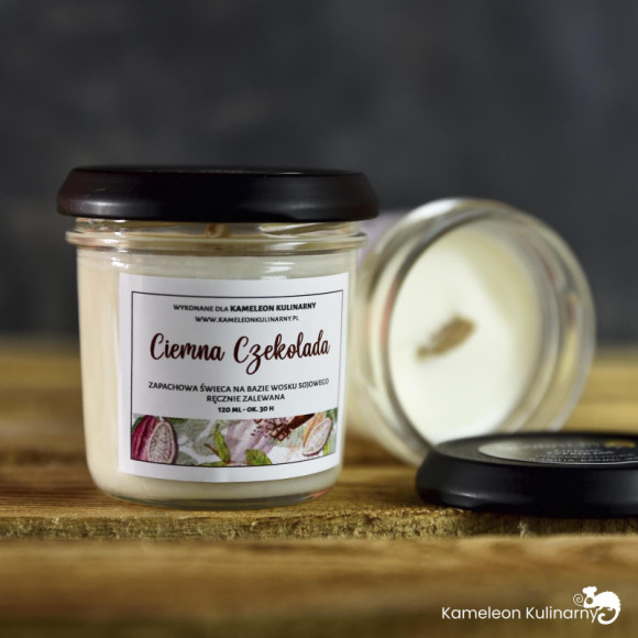 ŚWIECA SOJOWA zapachowa 120ml 30h CIEMNA CZEKOLADA ŚWIECA SOJOWA zapachowa 120ml 30h CIEMNA CZEKOLADA