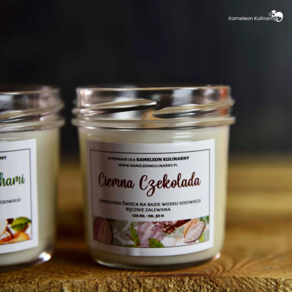 ŚWIECA SOJOWA zapachowa 120ml 30h CIEMNA CZEKOLADA ŚWIECA SOJOWA zapachowa 120ml 30h CIEMNA CZEKOLADA