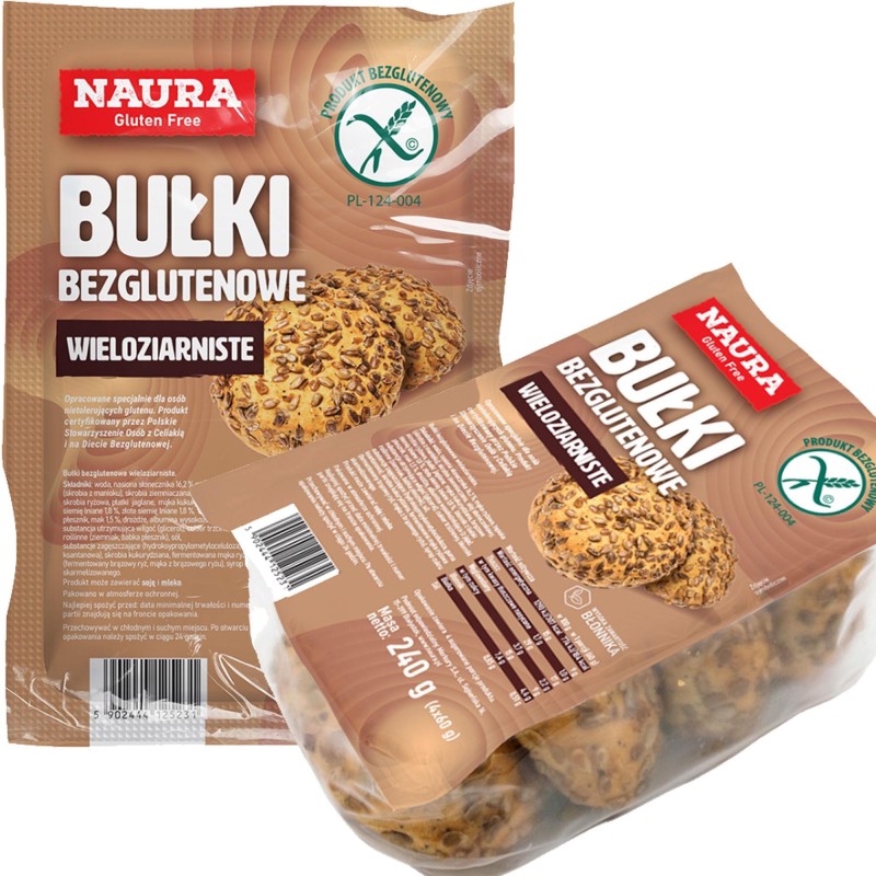 NAURA BUŁKI BEZGLUTENOWE WIELOZIARNISTE bez glutenu 4szt