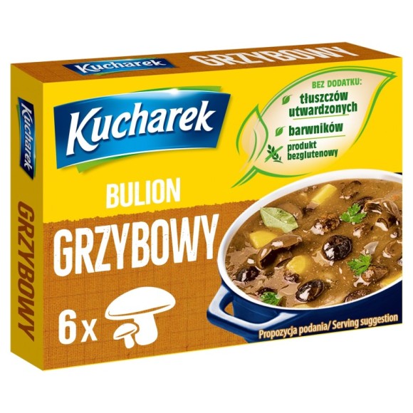 Kucharek KOSTKA ROSOŁOWA BULION GRZYBOWY 60g 6 KOSTEK bez