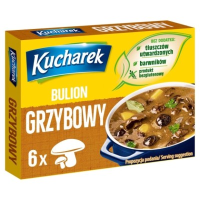 Kucharek KOSTKA ROSOŁOWA BULION GRZYBOWY 60g 6 KOSTEK bez