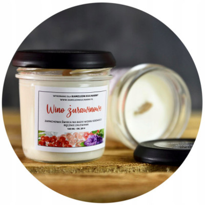 ŚWIECA SOJOWA zapachowa 120ml 30h WINO ŻURAWINOWE