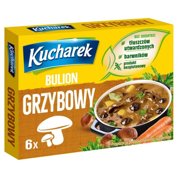 Kucharek KOSTKA ROSOŁOWA BULION GRZYBOWY 60g 6 KOSTEK bez