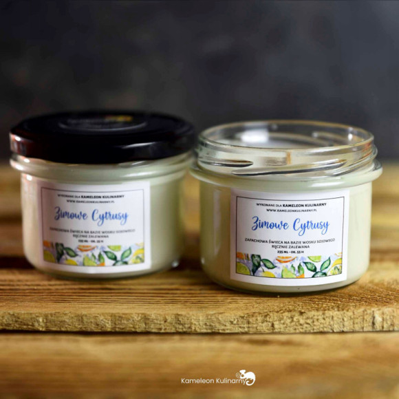 ŚWIECA SOJOWA zapachowa 235ml 55h ZIMOWE CYTRUSY ŚWIECA SOJOWA zapachowa 235ml 55h ZIMOWE CYTRUSY
