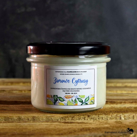 ŚWIECA SOJOWA zapachowa 235ml 55h ZIMOWE CYTRUSY ŚWIECA SOJOWA zapachowa 235ml 55h ZIMOWE CYTRUSY