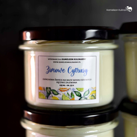 ŚWIECA SOJOWA zapachowa 235ml 55h ZIMOWE CYTRUSY ŚWIECA SOJOWA zapachowa 235ml 55h ZIMOWE CYTRUSY