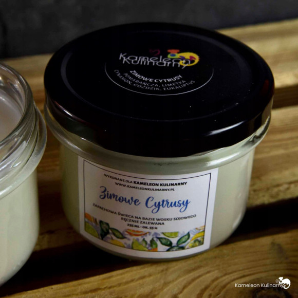 ŚWIECA SOJOWA zapachowa 235ml 55h ZIMOWE CYTRUSY ŚWIECA SOJOWA zapachowa 235ml 55h ZIMOWE CYTRUSY