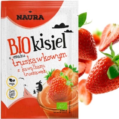 Naura BIO kisiel O SMAKU TRUSKAWKOWYM 38g bez dodatku cukru