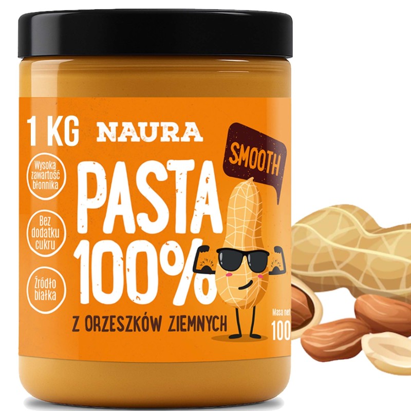 Naura KREM PASTA Z ORZECHÓW ZIEMNYCH 100% gładka bez