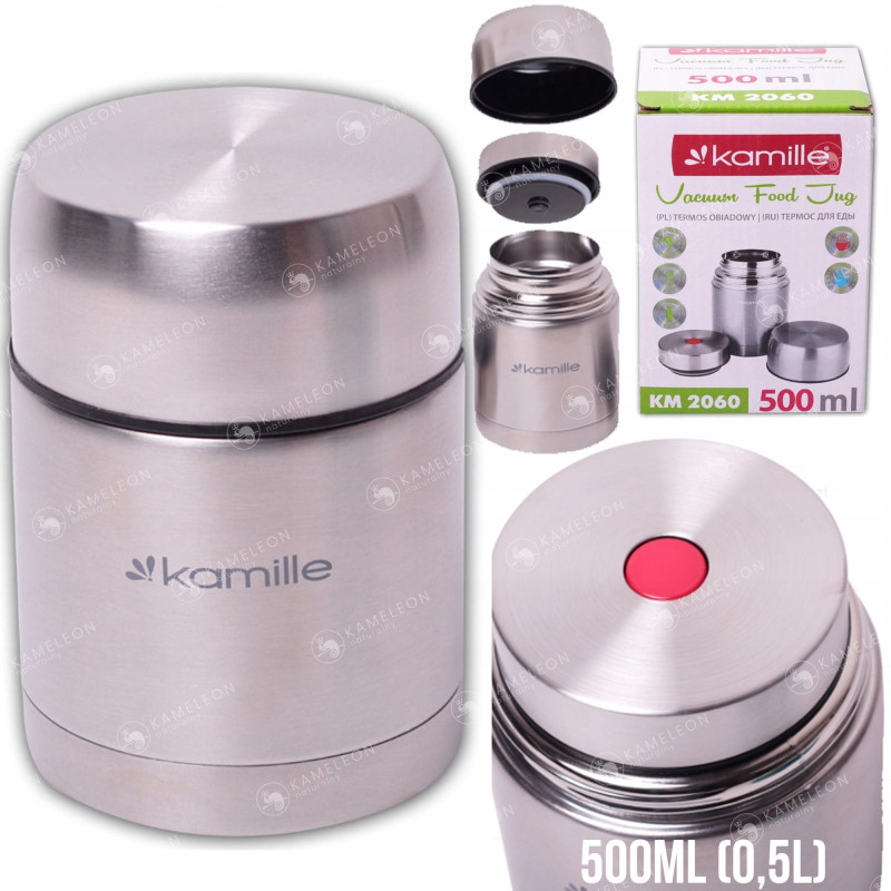 TERMOS OBIADOWY STALOWY NA LUNCH + miseczka 500 ml 0,5L - Kamille KM2060