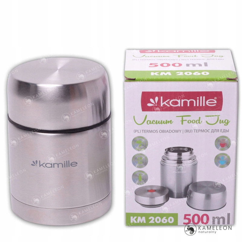 TERMOS OBIADOWY STALOWY NA LUNCH + miseczka 500 ml 0,5L - Kamille KM2060