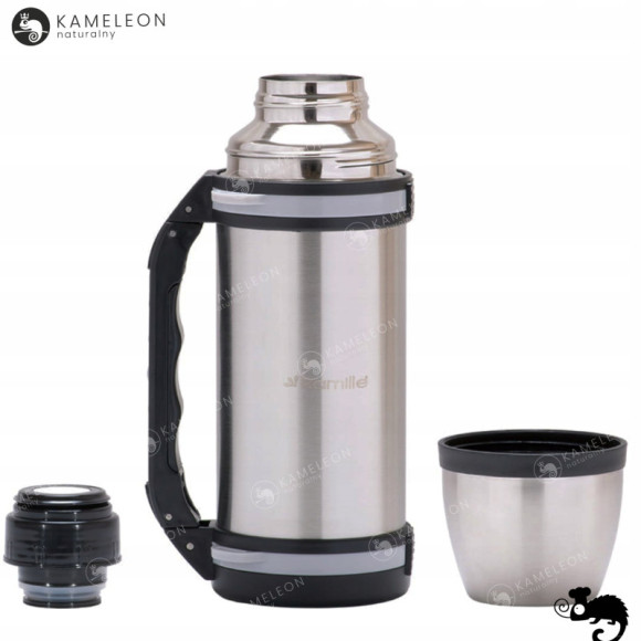 TERMOS PRÓŻNIOWY ZE STALI NIERDZEWNEJ Z UCHWYTEM inox 1000ML 1L + KUBEK TERMOS PRÓŻNIOWY ZE STALI NIERDZEWNEJ Z UCHWYTEM inox 1000ML 1L + KUBEK