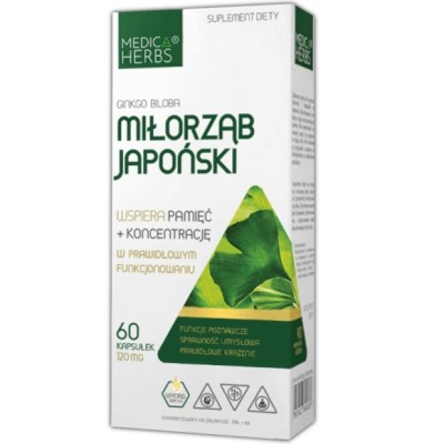 Medica Herbs MIŁORZĄB JAPOŃSKI GINGKO BILOBA 60kaps