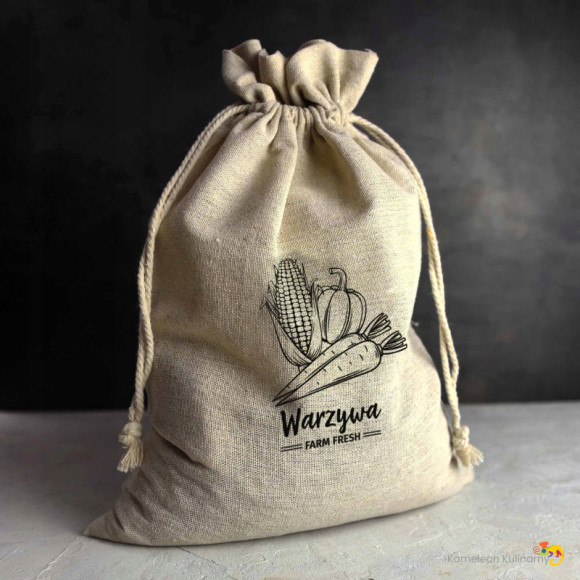WOREK TEKSTYLNY TKANINOWY bawełna A LA LNIANY DUŻY 30x40 WARZYWA nadruk EKO WOREK TEKSTYLNY TKANINOWY bawełna A LA LNIANY DUŻY 30x40 WARZYWA nadruk EKO