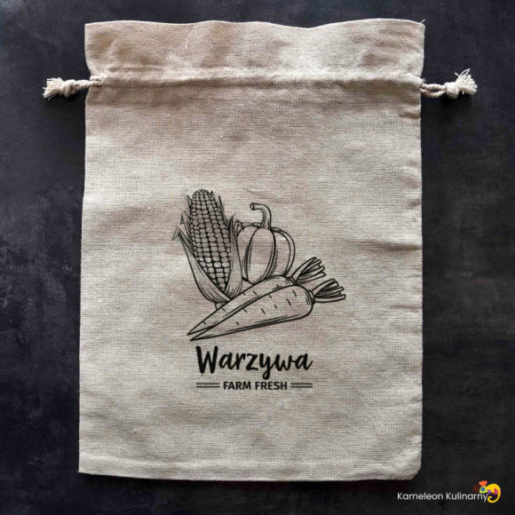 WOREK TEKSTYLNY TKANINOWY bawełna A LA LNIANY DUŻY 30x40 WARZYWA nadruk EKO WOREK TEKSTYLNY TKANINOWY bawełna A LA LNIANY DUŻY 30x40 WARZYWA nadruk EKO
