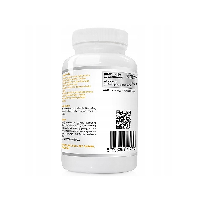 Wish WITAMINA D3 800IU 20µg DLA DZIECI do ssania o smaku