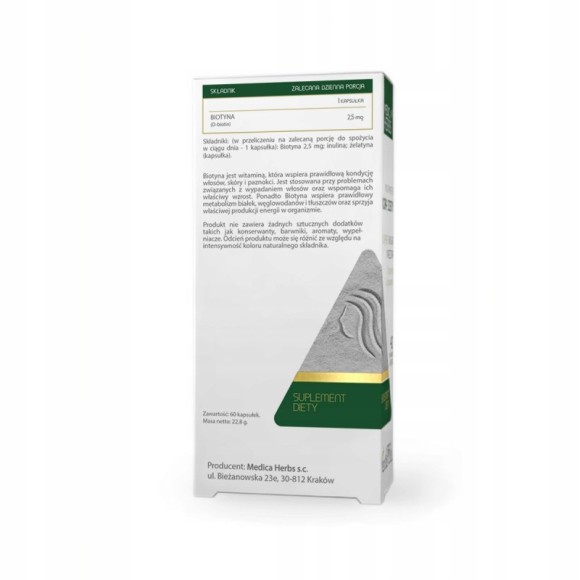 Medica Herbs BIOTYNA WITAMINA B7 H 60kaps wsparcie WŁOSY