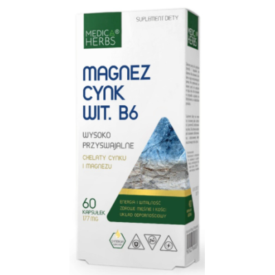 Medica Herbs MAGNEZ CYNK WITAMINA B6 wsparcie UKŁAD NERWOWY