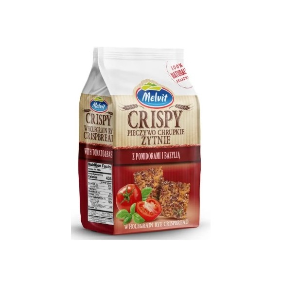 Melvit CRISPY pieczywo  ŻYTNIE z POMIDORAMI i BAZYLIĄ 150G