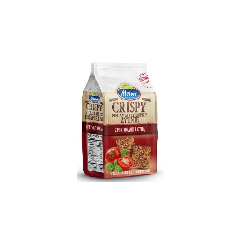 Melvit CRISPY pieczywo  ŻYTNIE z POMIDORAMI i BAZYLIĄ 150G