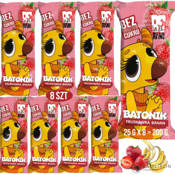 BE RAW! KIDS BATON bez cukru TRUSKAWKA BANAN 8szt. BE RAW! KIDS BATON bez cukru TRUSKAWKA BANAN 8szt.