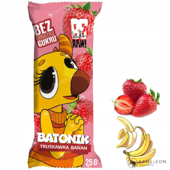 BE RAW! KIDS BATON bez cukru TRUSKAWKA BANAN 8szt. BE RAW! KIDS BATON bez cukru TRUSKAWKA BANAN 8szt.