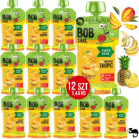 BOBSNAIL MUS bez CUKRU smoothie TROPIKALNY MANGO BANAN ANANAS 120Gx12 1,4KG