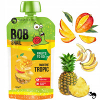 BOBSNAIL MUS bez CUKRU smoothie TROPIKALNY tropic MANGO BANAN ANANAS 120G