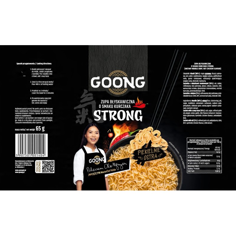 GOONG ZUPA BŁYSKAWICZNA zupka chińska - KURCZAK STRONG 65g