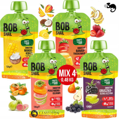 BOBSNAIL MUS PRZECIER smoothie MIX 4 smaków 0,48KG