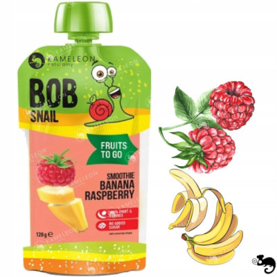 BOBSNAIL ŚLIMAK MUS bez CUKRU smoothie BANAN MALINA bananowo malinowy 120G