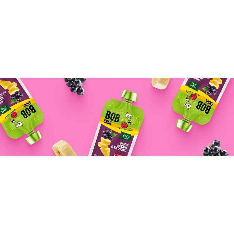 BOBSNAIL ŚLIMAK MUS OWOCOWY bez CUKRU smoothie BANAN czarna PORZECZKA 120G
